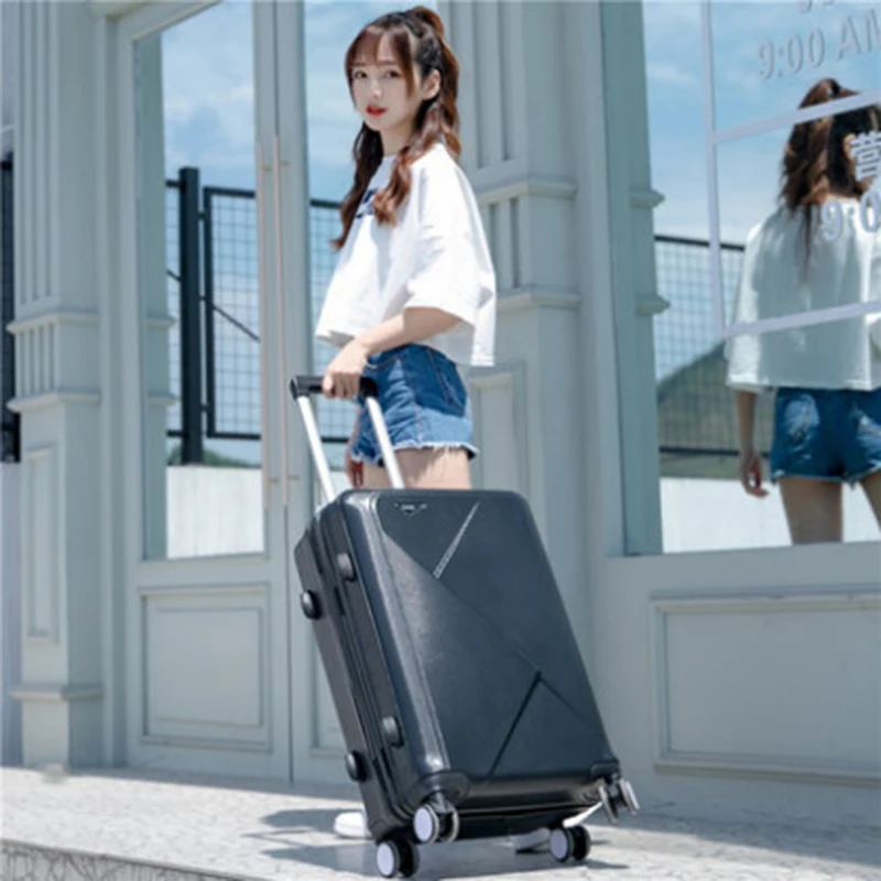 Custom ABS white spinner Trolley Luggage 24 inch suitcase