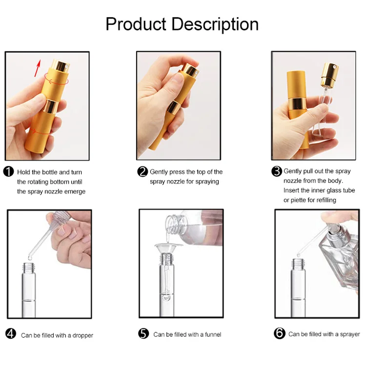 Twist Tpye Pocket Cologne Sprayer Refillable Empty Small Spray Bottle 8ml Portable Mini Perfume Atomizer For Travel