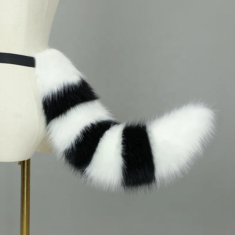 Animal Ears KC Headdress Halloween Raccoon Cosplay Costume Accessories Fox Fur Ears Headband and Tail 2PC Set for Women