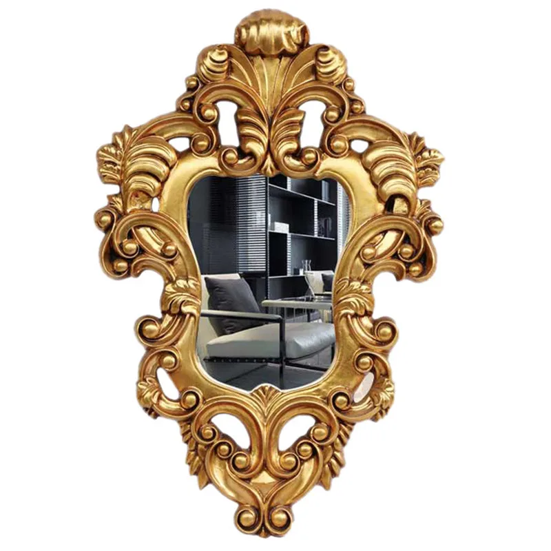 Bathroom PU frame European Vintage corner design style living room bathroom decorative mirror