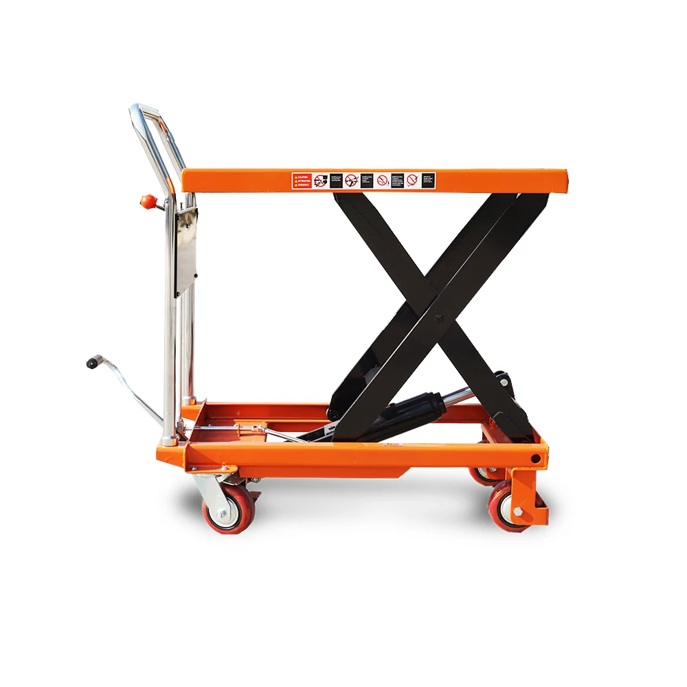 Small 150kg hydraulic Lift table rising cargo with manual lift
