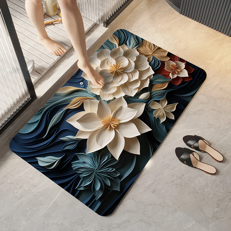 The newly design high quality beautiful Series Super absorbing water rubber material mat 3D bath mat