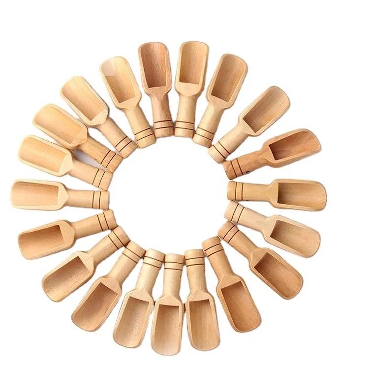 Mini Wooden Spoon Kitchen Seasoning Coffee Bean Wood Spoons for Bath Salt Kids Toy