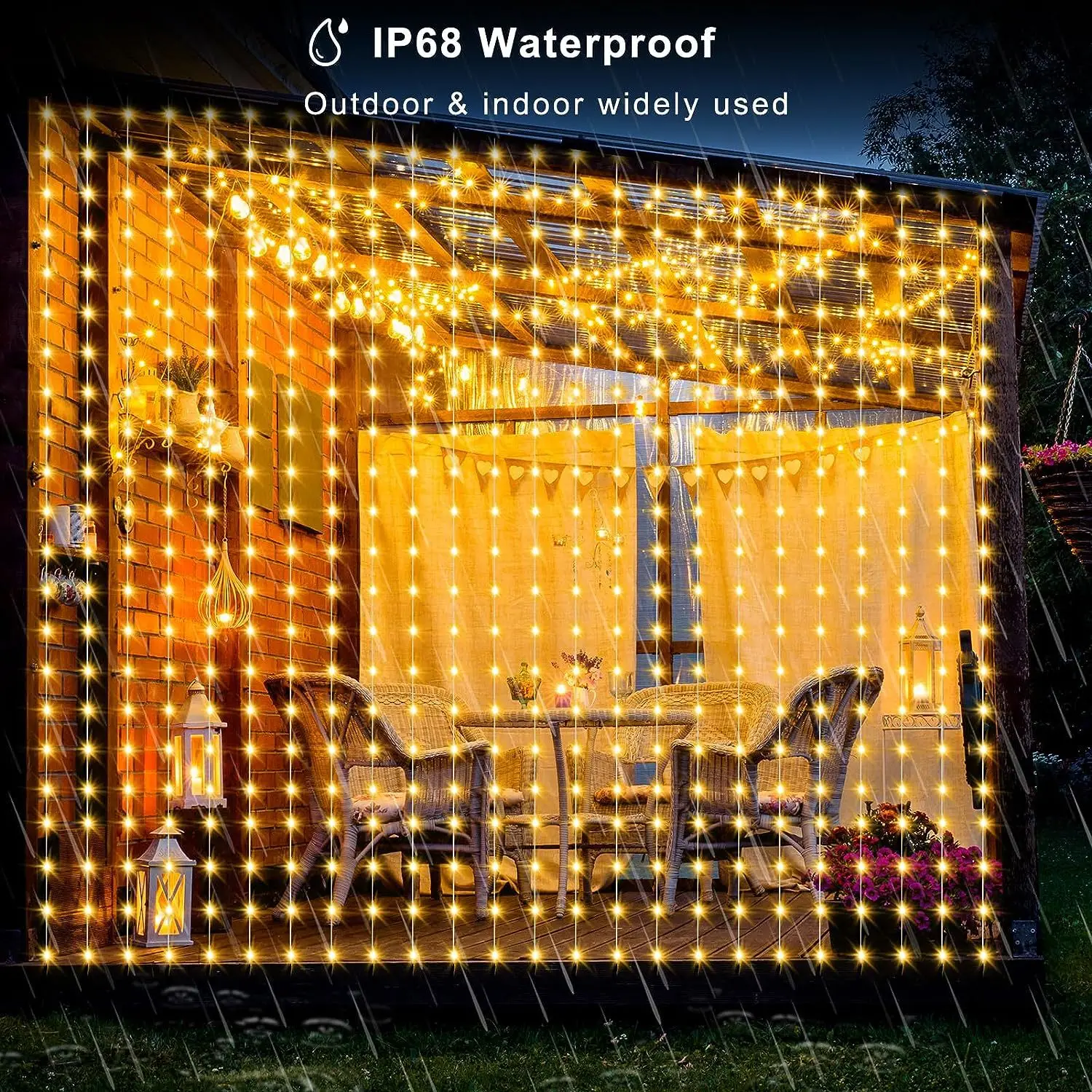 9.8*6.6FT 300 LEDs RGBIC Smart Net Lights with  IP65 Waterproof, Compatible with Alexa & Google Assistant, Green Wire
