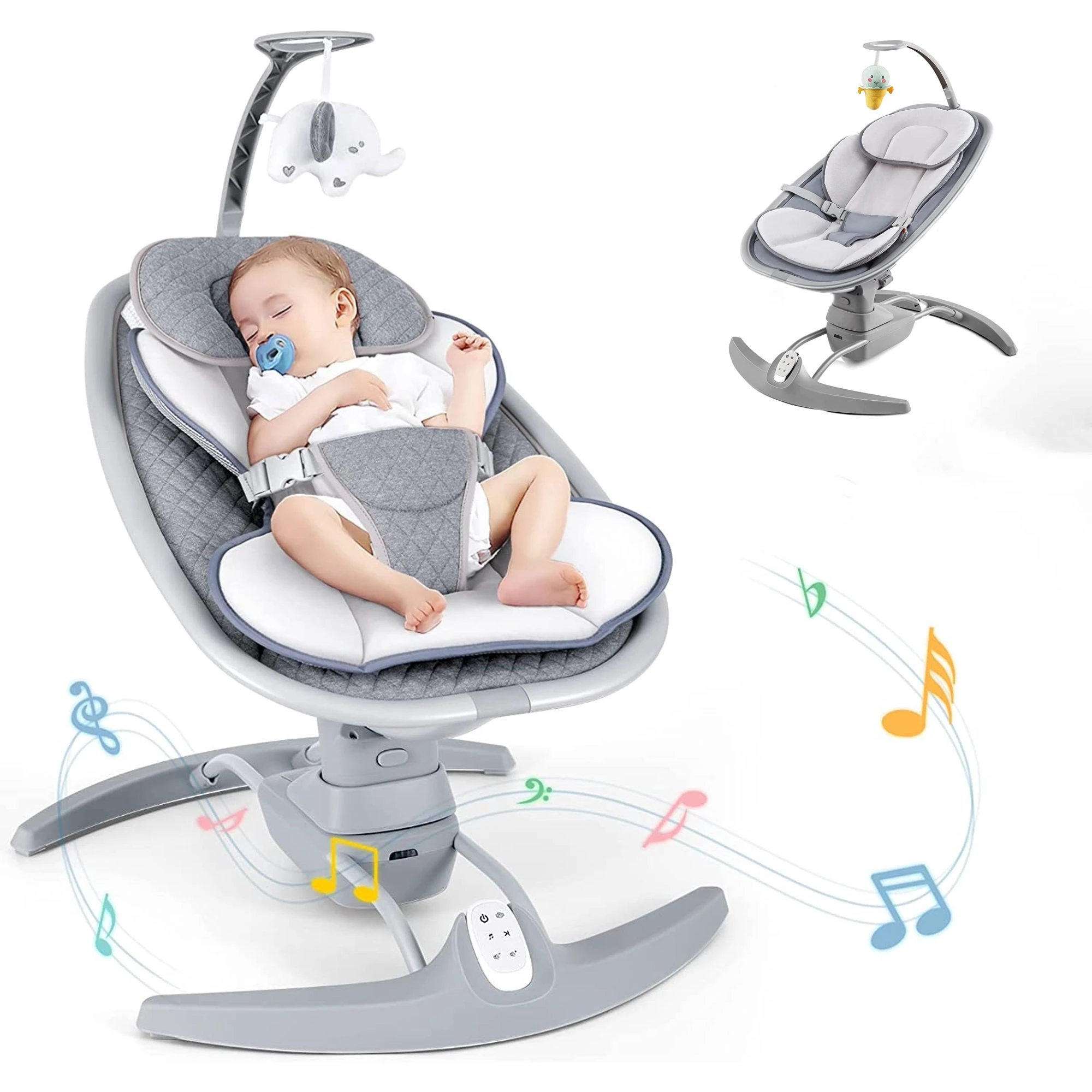 OEM design Electric Baby Swing by Remote Control with 3 Swing Speeds and 8 Music Portable swing cradle for newborn