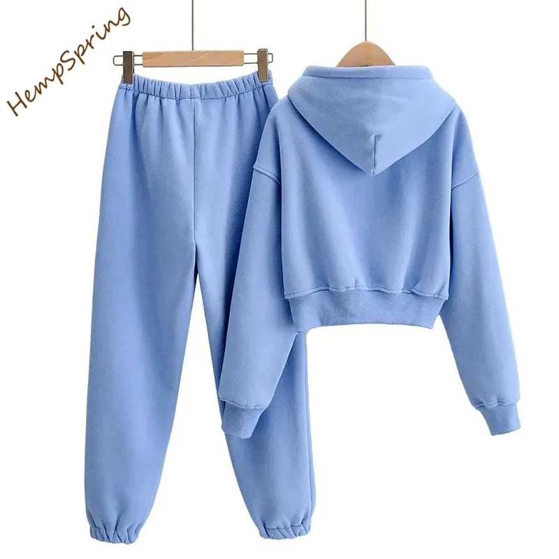 Women hoodie and jooger set organic cotton fleece jogger set for women tracksuit set woman fleece sweatsuits