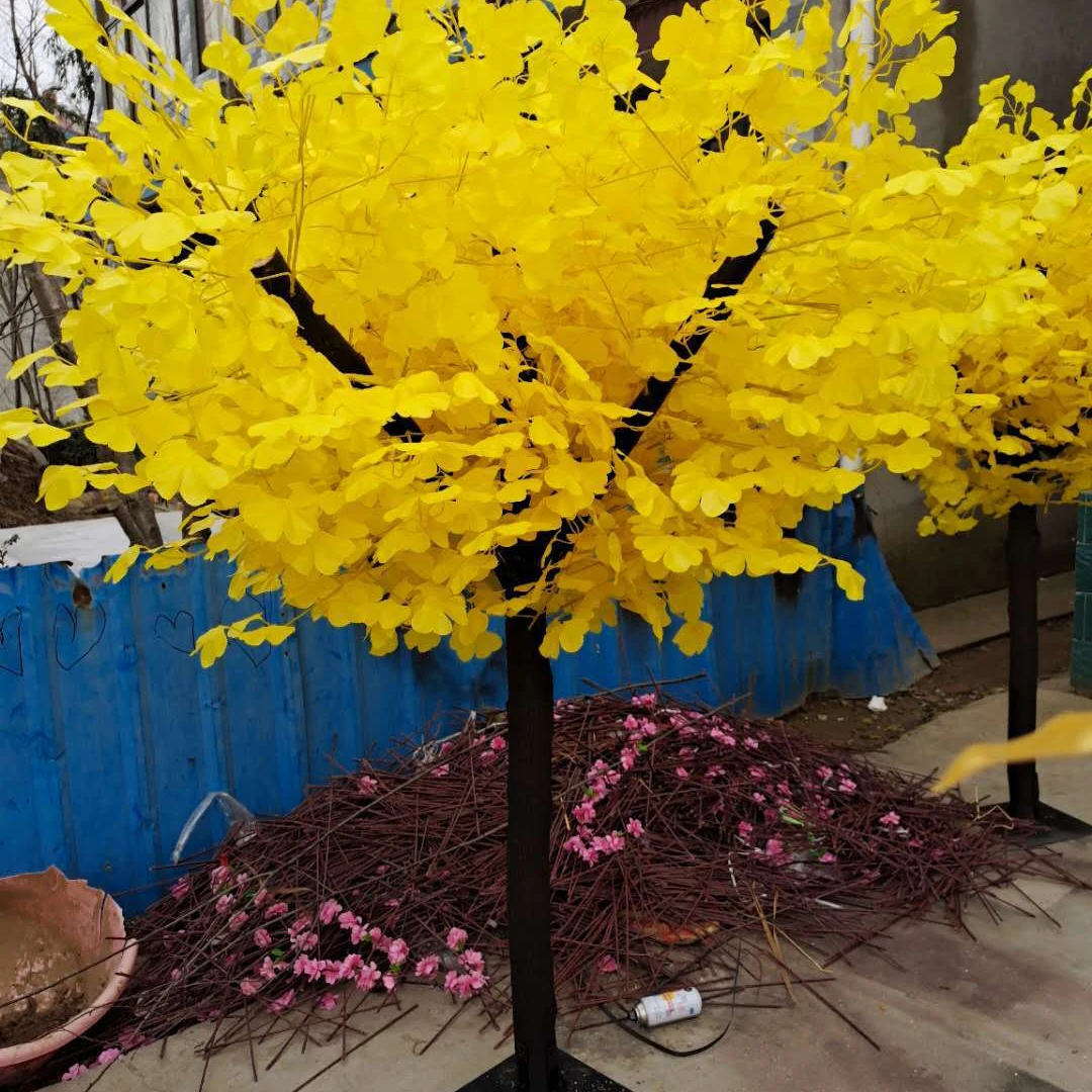 Yellow artificial ginkgo tree for decoration