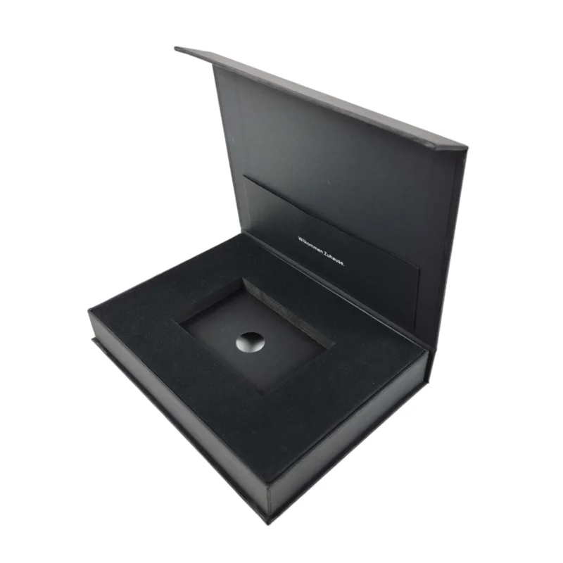 Luxury card magnet box with EVA foam insert custom UV logo gold silver foil logo playing card gift box