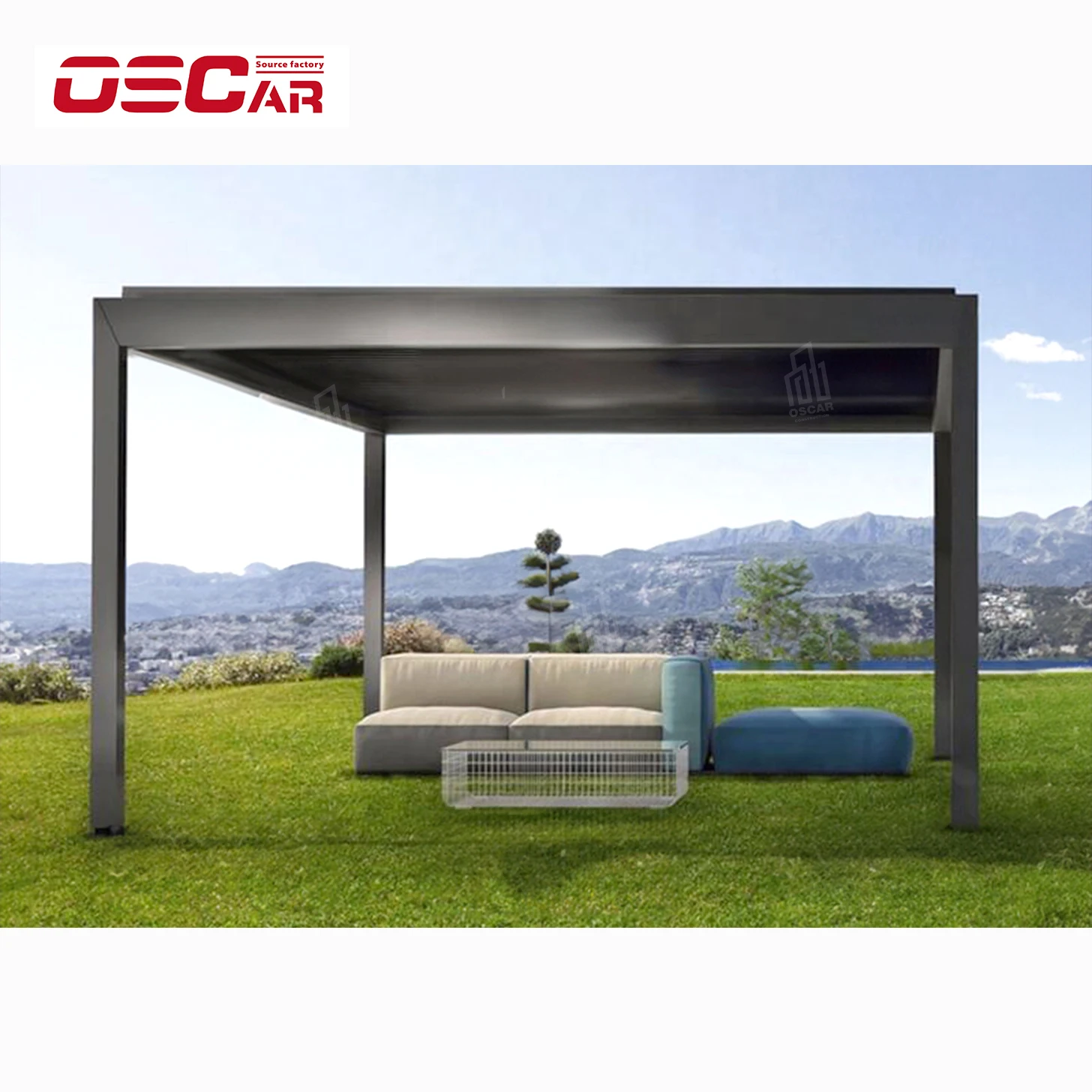 Gazebo Pergola Motorized Louvered Waterproof Garden Pergola Gazebo High Quality Electric wholesale Aluminium Outdoor Aluminum