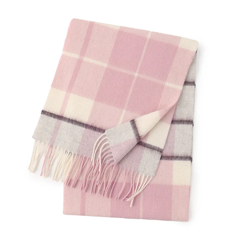 Luxury 100% Pure Cashmere Scarves Shawls Winter Women Warm Plaid Checkque Pashmina Wool Scarf