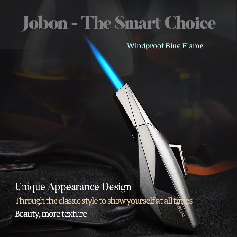 Многоразовая металлическая зажигалка JOBON для барбекю кухни сигарет сигар Бутан Газовое пламя оптовая продажа струйная с логотипом на