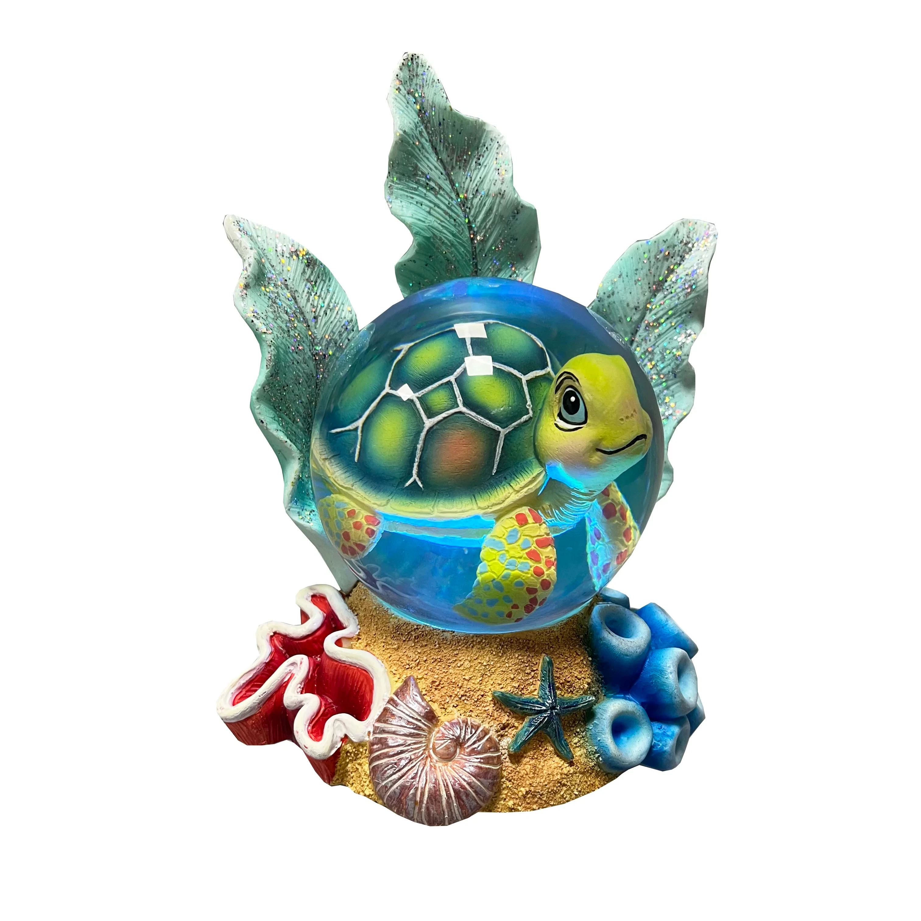 New design resin sea turtle figurine crystal turtle sea turtle sculpture with LED