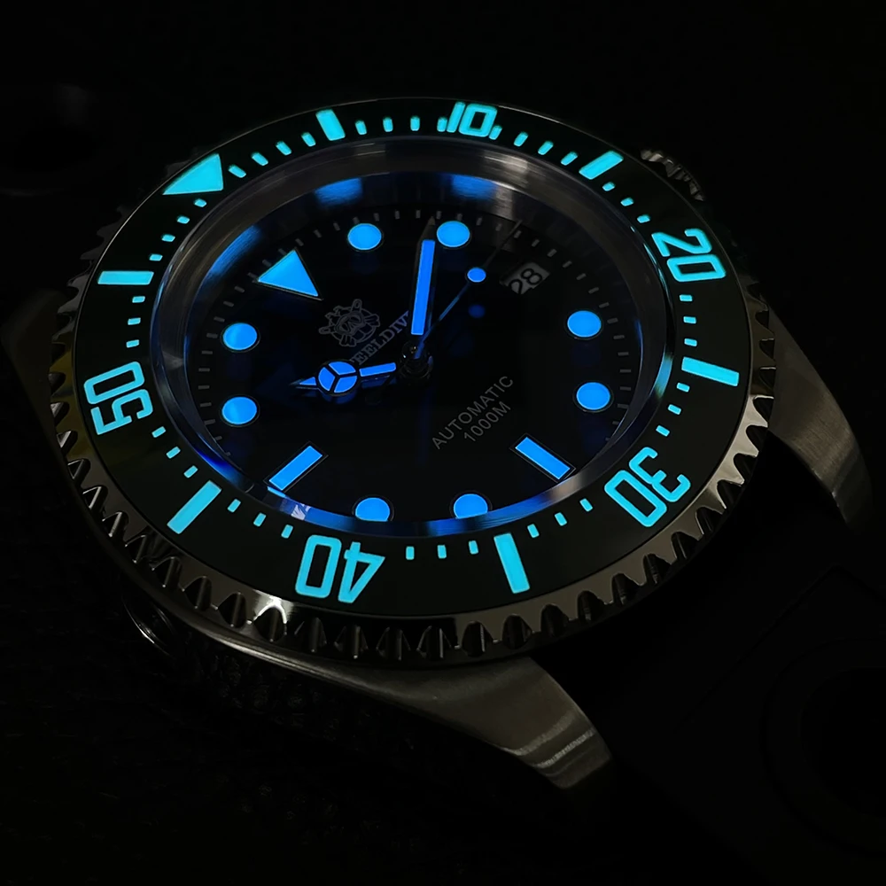 STEELDIVE SD1964 Black Dial Green Bezel 45.4MM Big Size 1000M Waterproof NH35 mechanic automatic watch