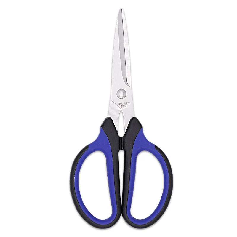 ZY-S0012 Wholesale Stainless Steel Household Scissors Students Stationery Scissors 6 Inch Rubber Plastic Office Scissors
