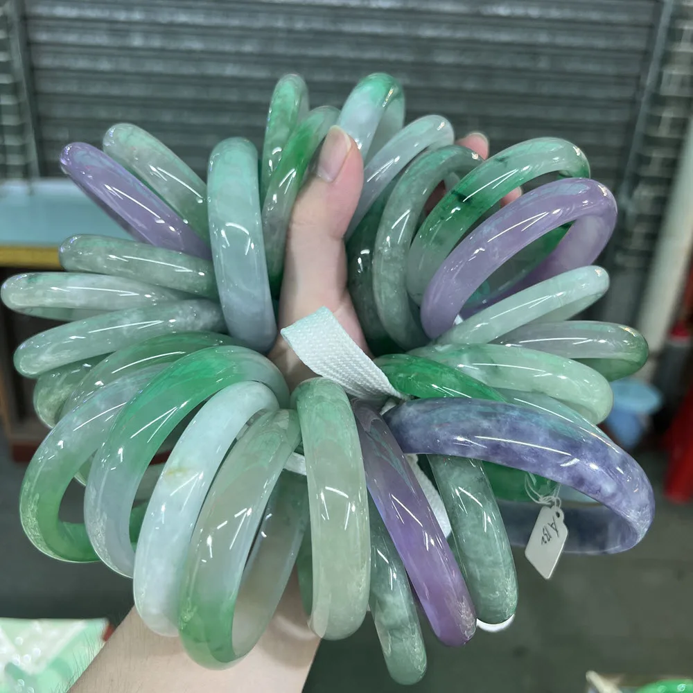 Wholesale 56~60mm Natural Myanmar Multicolor Random Color Jade Jadeite Jade Adult Bangle Charm Bangles For Women