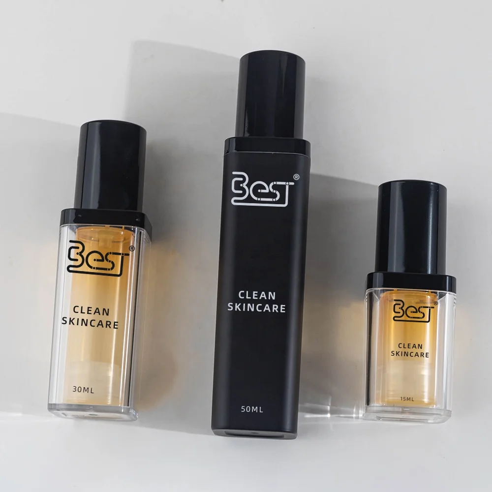 Airless Skincare Cosmetic Packaging 15ml 30ml 50ml Lotion Serum PP PS Bottle Bottle with Pump Biodegradable Customized Color