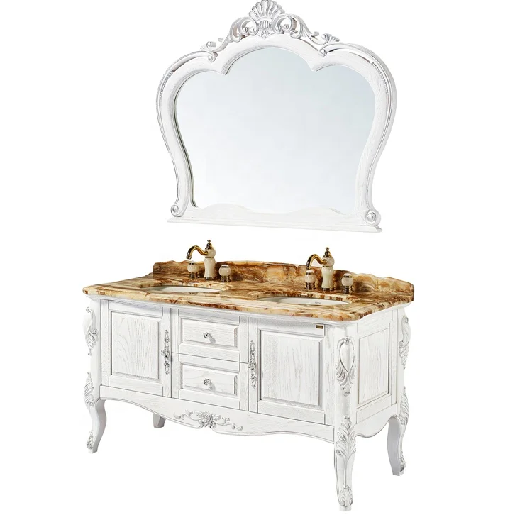 Bath Furniture Antique Washbasin Wood Bathroom Cabinet Vanity original double sinks vanity set