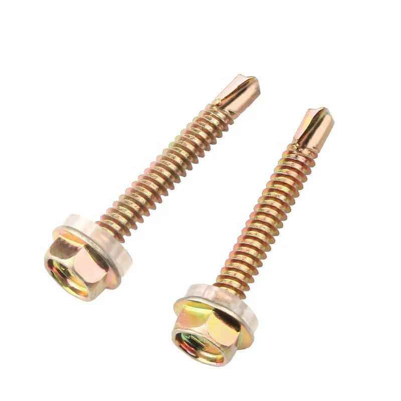 self drilling roofing screws with rubber washer hex flange head self drilling screws