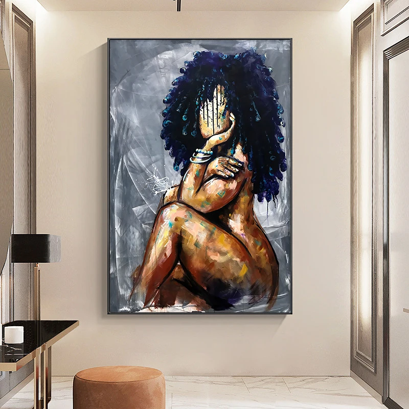 Living Room Home Decor Pop Graffiti Canvas Painting Portrait Artwork  African Style Wall Painting HD Poster Picture