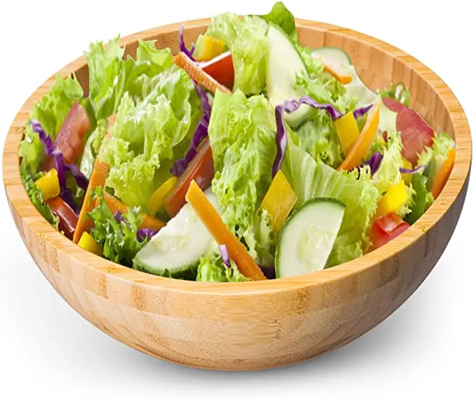 Бамбуковая круглая Салатница, Сервировочная чаша для фруктов или салатов, большая одинарная чаша