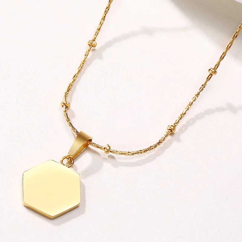 Manufacturer  women minimalist jewellery Square malachite shell pendant necklace