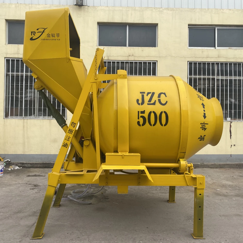 Factory Direct Sale Reversing Drum Diesel Type Hydraulic Tipping Hopper Concrete Mixer 350L 450L 500L for Sale