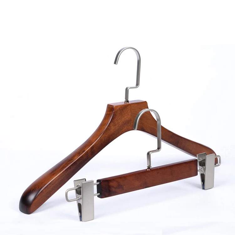 Luxury Custom Logo Clothes Wood Suit Hanger Branded Clothing Hangers for Display