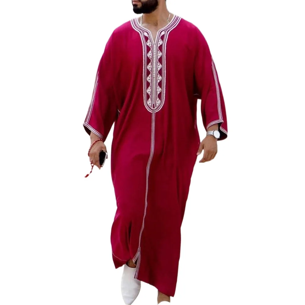 Muslim Thobe With Zipper Pocket Men Islamic Clothing Solid Color Arab Design Daffah Dress Saudi Robe