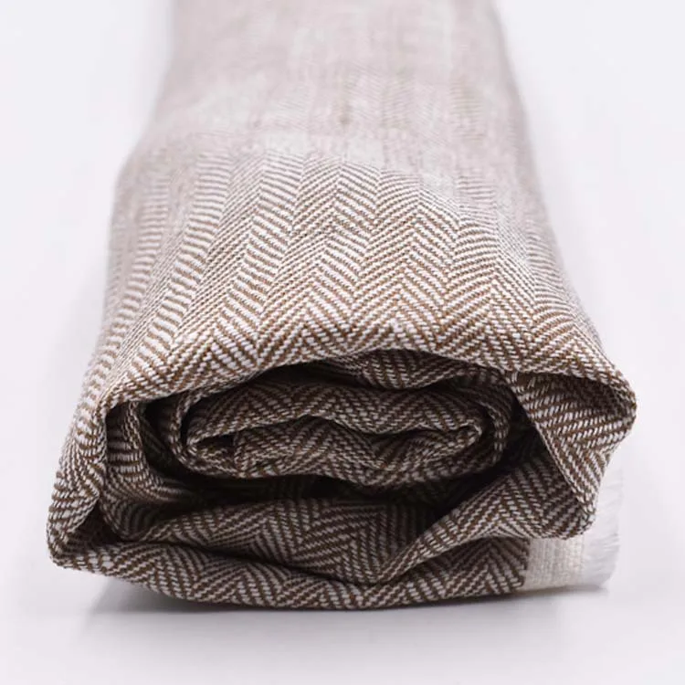 Factory high-end product customized heavyweight belgian 100% pure linen suiting fabrics woven linen yarn dyed fabric for clothes