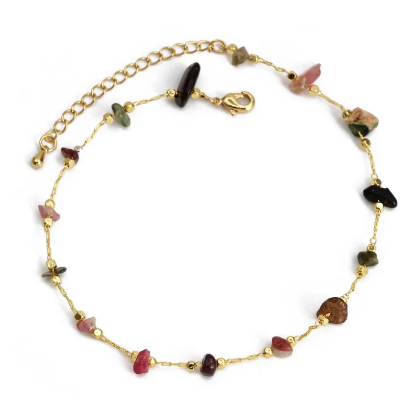 2022 New Arrival High Quality Bohemian Natural Crushed Stone Turquoise Anklet Jewelry