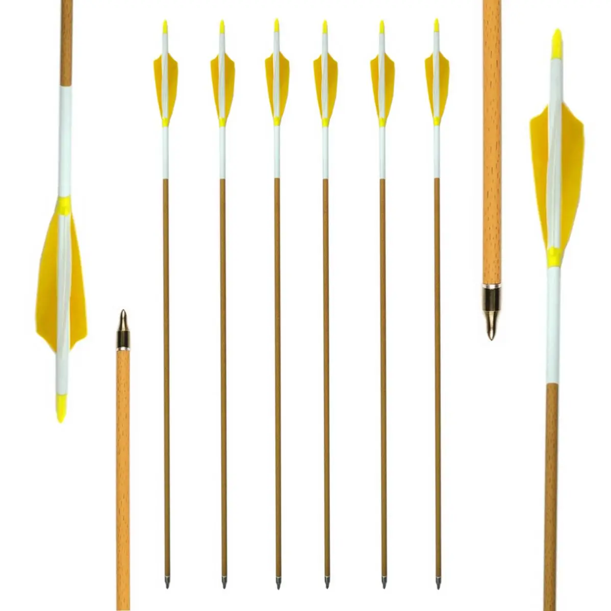 Деревянные стрелы из чистого углерода со спиральными настоящими перьями индейки полевые наконечники пригодные для стрельбы лука