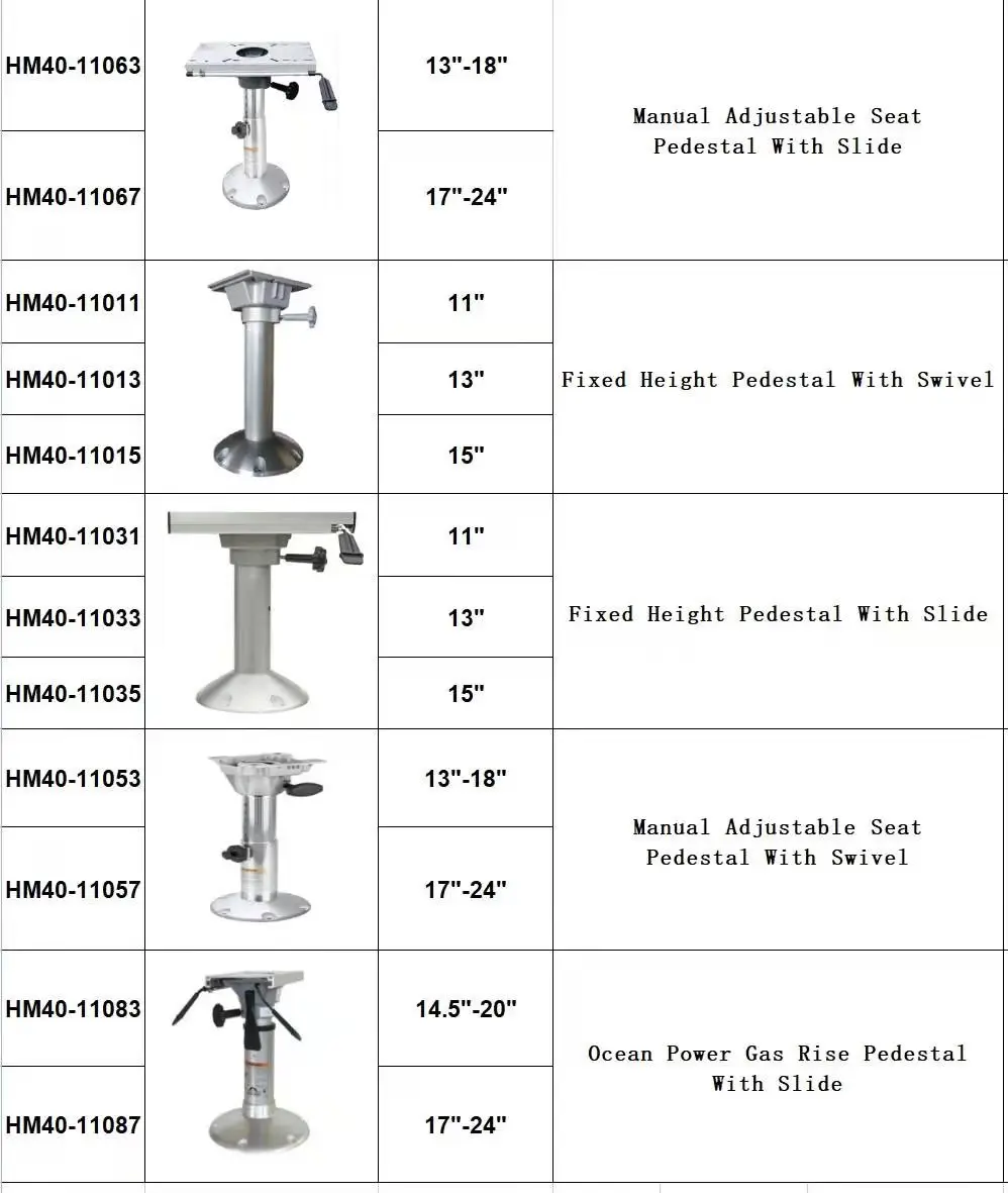 Marine Aluminium Pedestal For Boat Seat