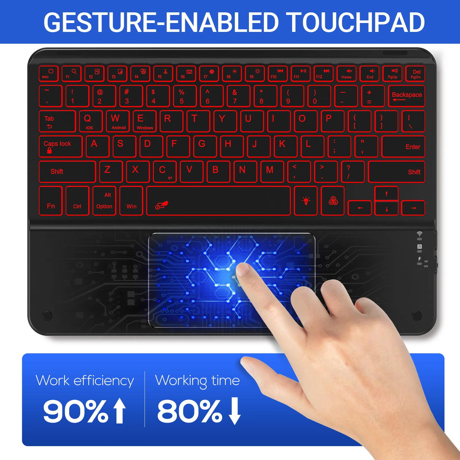 
12.9 Smart Cover Keyboard Touch Folio Backlit Keyboard with Trackball for iPad Pro 