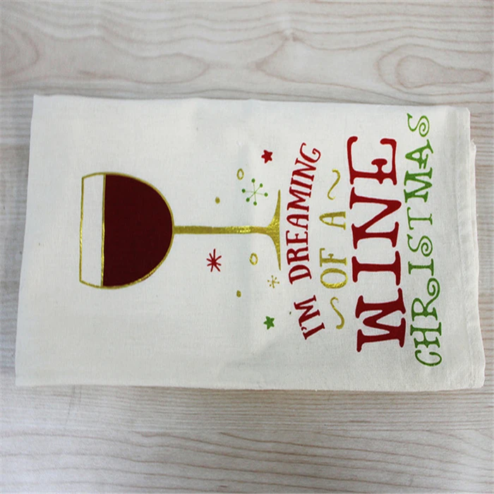 Wholesale natural linen cotton tea towels custom screen printed dishcloths