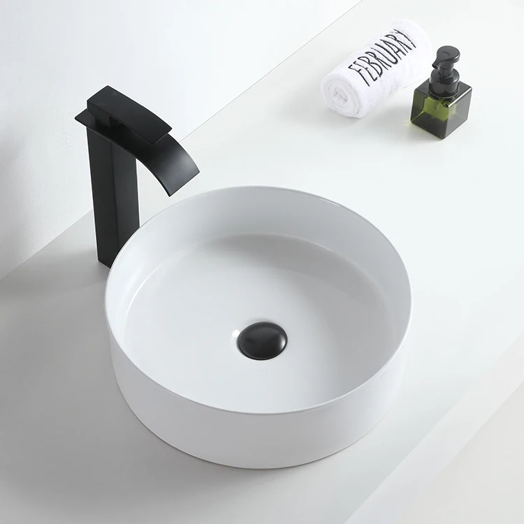 Lavamanos Colorful Round Lavabo Matte Black Color Washbasin Hand Wash Basin Ceramic Bathroom Vessel Sinks