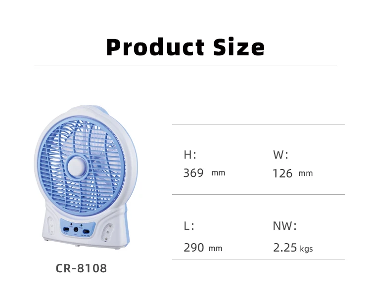 CHANGRONG Portable Fans Mini Usb Rechargeable handheld Portable 6-inch solar battery electric table box fan For Outdoor