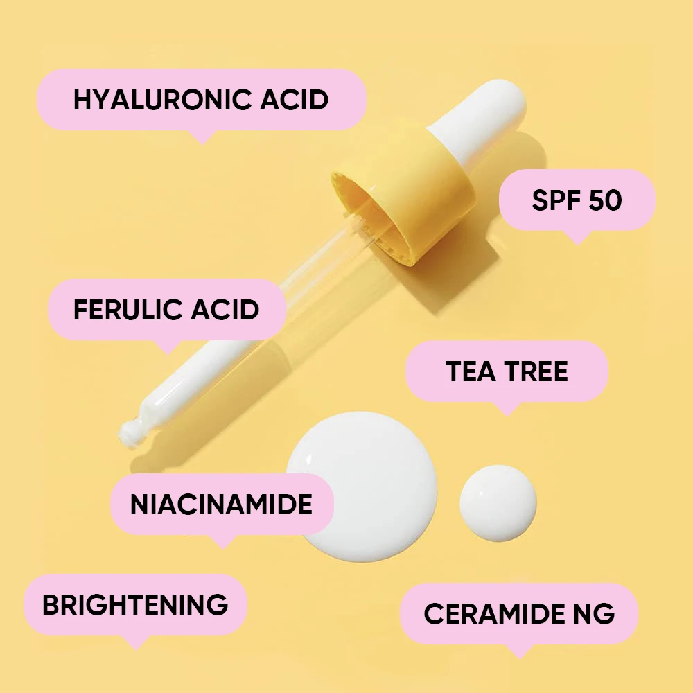 Organic Niacinamide Hydrate All Day Facial Sunscreen Serum Brighten Sensitive Skin Uva/Uvb Protection Face Sun Serum With Spf 50
