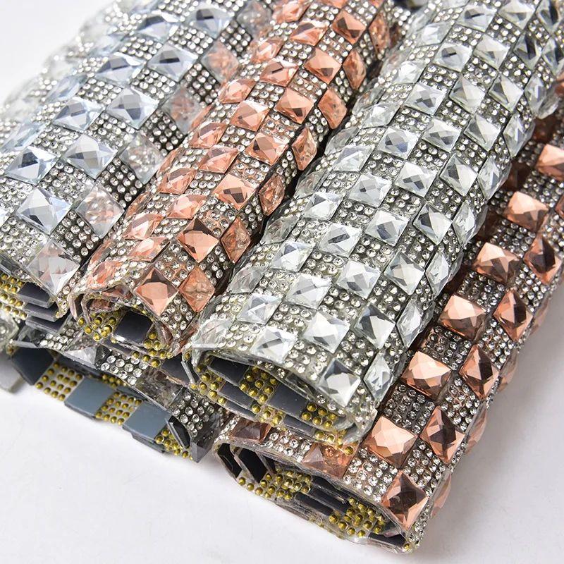 8/10mm square glass rhinestone adhesive hot stamping diamond sheet DIY clothing shoes bags home decoration crystal mesh sticker