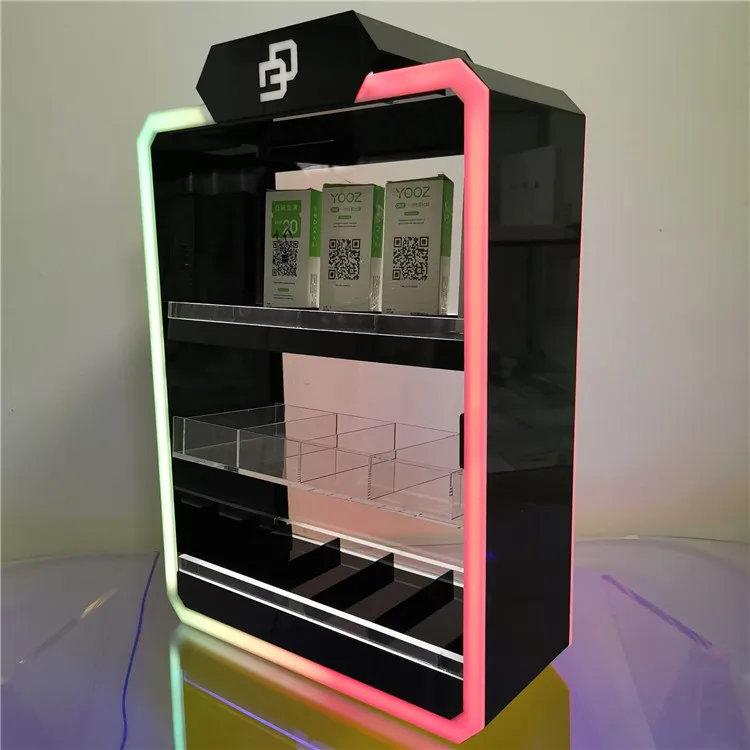 Custom clear acrylic counter vape LED display stand e liquid box display cabinet