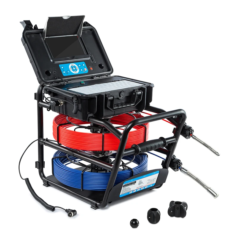 Видеокамера с двойной камерой, дренажная труба, канализационная камера для осмотра трубопроводов с головкой камеры 14/23 мм и монитором 7/10 дюймов