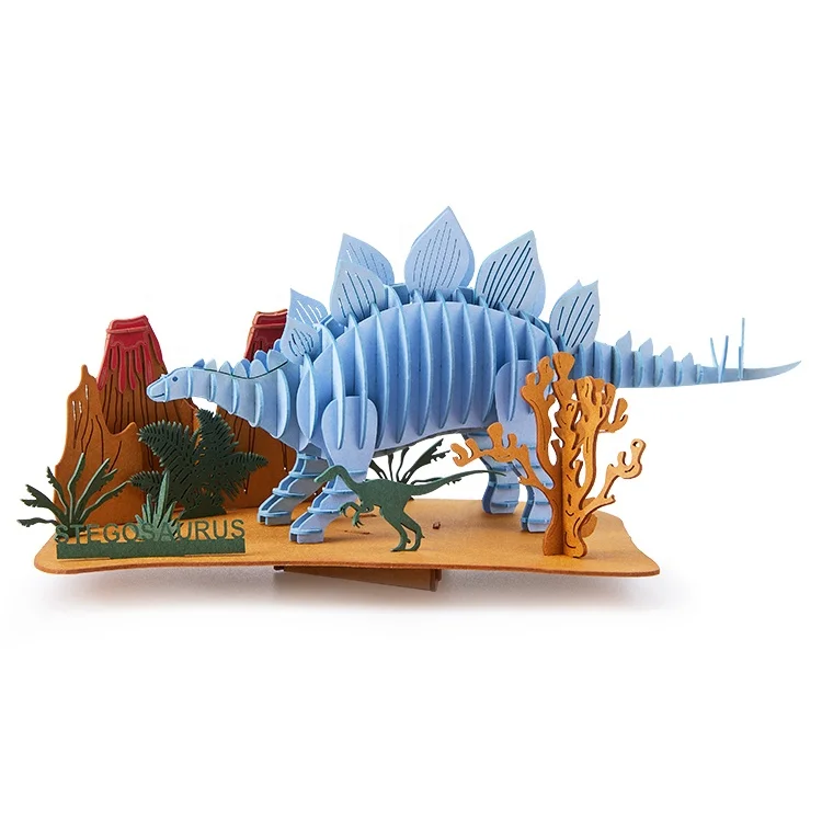 Creative handmade dinosaur custom crafts Block puzzle toy kids educational model  DIY Stegosaurus Customize OEM paper puzzle