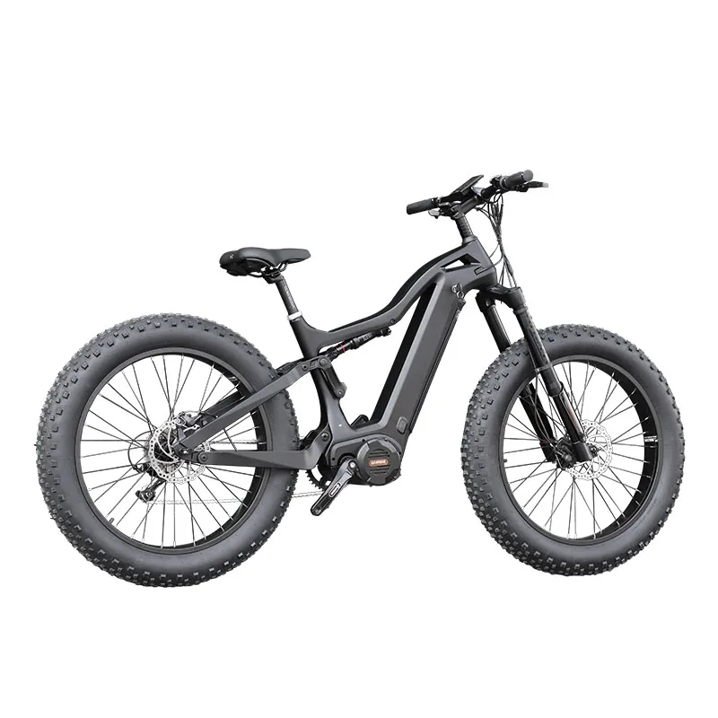 1000w 48v Bafang Mid Drive Motor Full Suspension 26*4 inch Fat Tyre Electric Bike With Color LCD Display C18