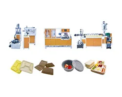 disposable biodegradable plastic corn starch PLA 3-touch tableware lunch box food container tray plates making machine