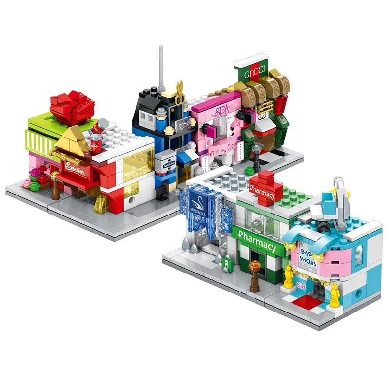 
Street Mini Architecture Blocks Building City Series ABS Plastic Assembly Toys for Children Educational Mini Bricks 
