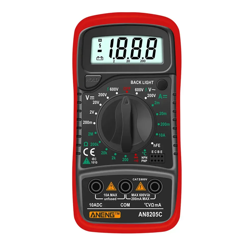 AN8205C Digital Multimeter AC/DC Ammeter Volt Ohm Tester Meter LCD Backlight Portable Digital Multimeter Without Battery AN8205C