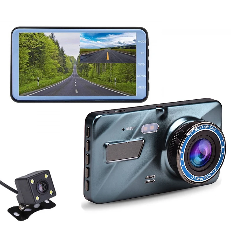 4K High Resolution Car Dver Black Box 170 Degree 4 inch Screen 1080p Car Dash Cam Night Vision Front and Rear Car Camera