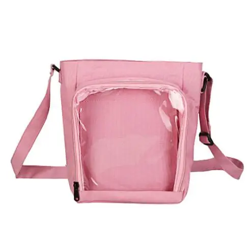 
Wholesale Plain Style Small Square Shape Canvas Shoulder Transparent Window Crossbody Clear Ita Bag For Girls 