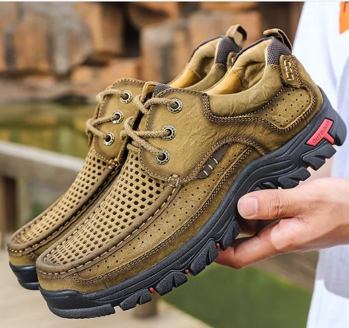 
2019 fashion sneakers men lace-up retro flat casual hiking shoes breathable genuine cow leather slip on men sport shoes 