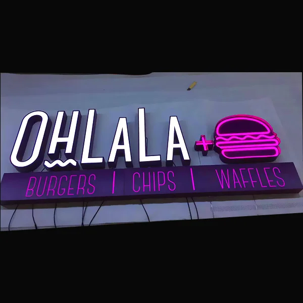 Outdoor 3D Led lighted box letters Pizza store name signs 3D acrylic store sign