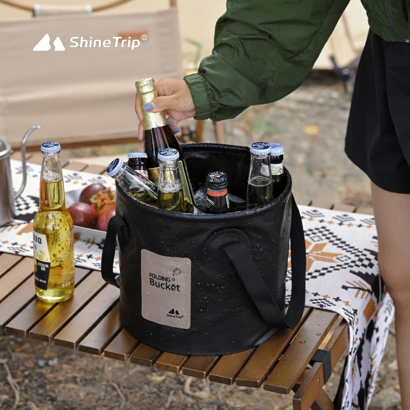 ShineTrip Outdoor Thickened Portable High Temperature Resistant Large Capacity Bucket Folding Camping Bucket